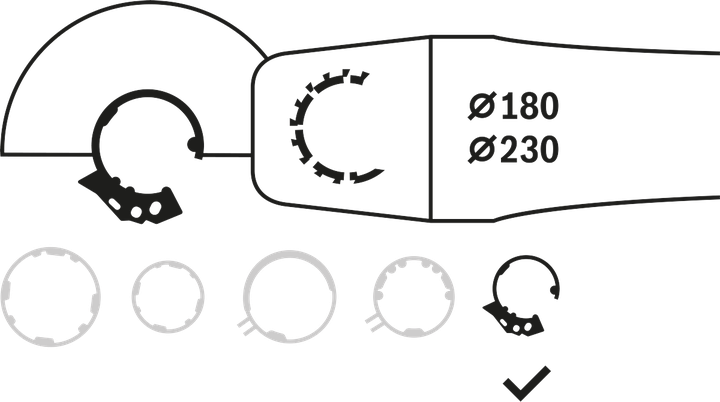 Fixation de protection combinée Bosch pour meuleuses d'angle de 180 et 230 mm.