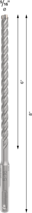 Foret à percussion Bosch PRO SDS plus-5X 5/16 x 6 x 8 pouces.