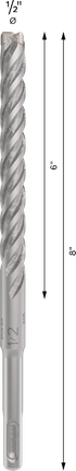 Foret à percussion Bosch PRO SDS plus-5X 1/2 pouce, longueur 8 pouces.