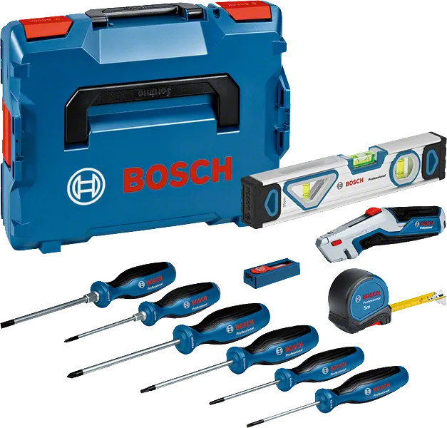 Ensemble combiné de tournevis et d'outils à main mixtes Bosch 19 pièces.