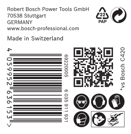 Emballage du jeu de papier de verre Bosch C470.