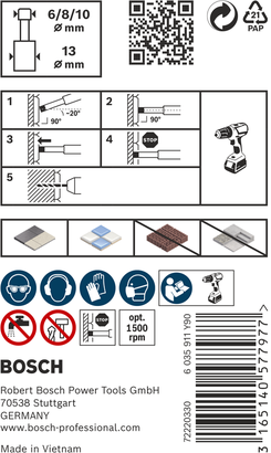 Coffret de forets à sec Bosch PRO Ceramic 6/8/10 mm 3 pièces.