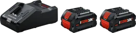 Coffret de démarrage Bosch avec chargeur GAL 18V-160 et deux batteries ProCORE18V+ 8,0Ah.