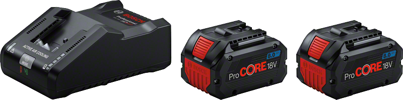 Coffret de démarrage Bosch avec chargeur GAL 18V-160 et deux batteries ProCORE18V 8.0Ah.