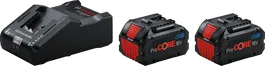 Coffret de démarrage Bosch avec chargeur GAL 18V-160 et deux batteries ProCORE18V 8.0Ah.