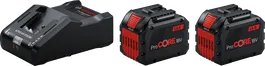 Coffret de démarrage Bosch avec chargeur GAL 18V-160 et deux batteries ProCORE18V 12,0 Ah.