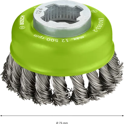 Brosse coupelle Bosch PRO en acier inoxydable X-Lock 75 mm.