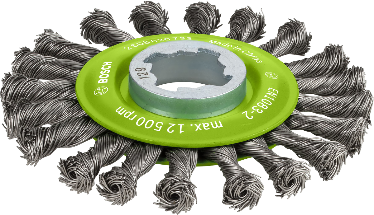 Roue à fil noué Bosch PRO X-Lock en acier inoxydable 115 mm.