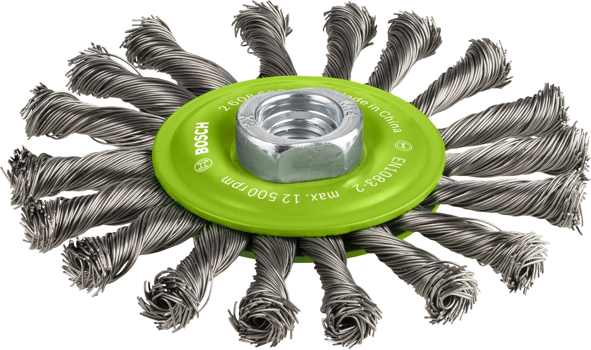 Roue à rayons lourds Bosch PRO en acier inoxydable, filetée 115 mm.