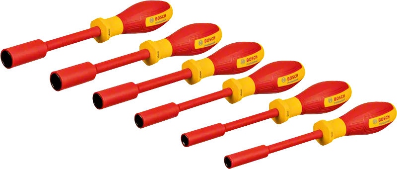 Jeu de 6 clés à douille Bosch VDE, outils à main isolés.