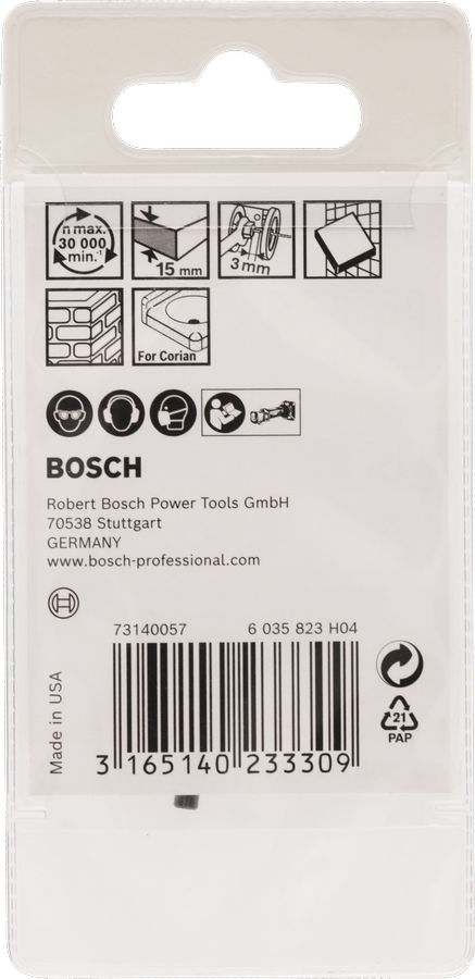 Fraise Bosch de 3,2 mm pour carrelage mural et Corian.