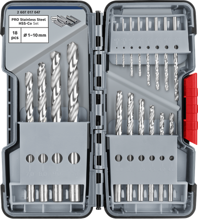 Coffret de 18 forets hélicoïdaux Bosch PRO Metal HSS-G en étui.