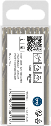 Foret hélicoïdal Bosch PRO en acier inoxydable HSS-Co, paquet de 10.
