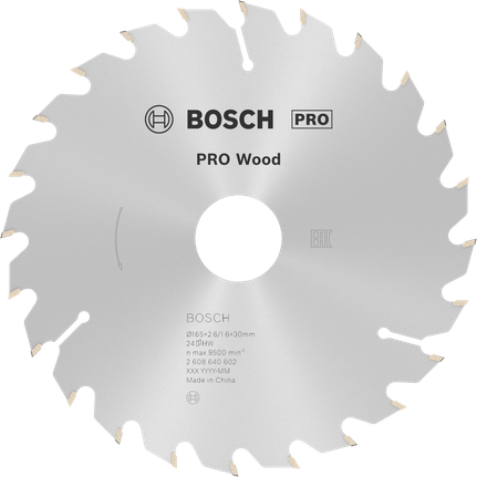 Lame de scie circulaire Bosch PRO Wood, 165 mm 24 dents.
