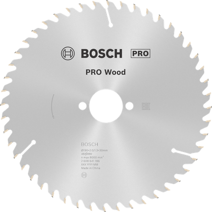 Lame de scie circulaire Bosch PRO Wood 190 mm T48 pour bois.