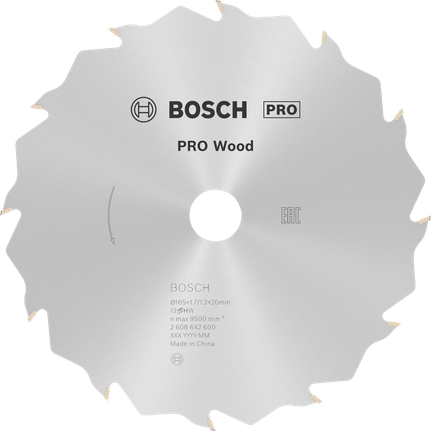 Lame de scie circulaire à bois Bosch PRO 165 mm 12 dents.