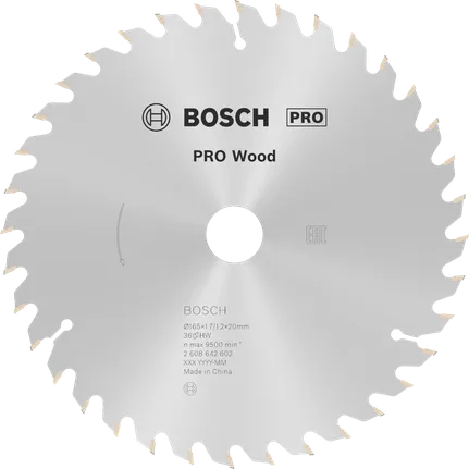 Lame de scie circulaire à bois Bosch PRO 165 mm T36 pour coupes fines.