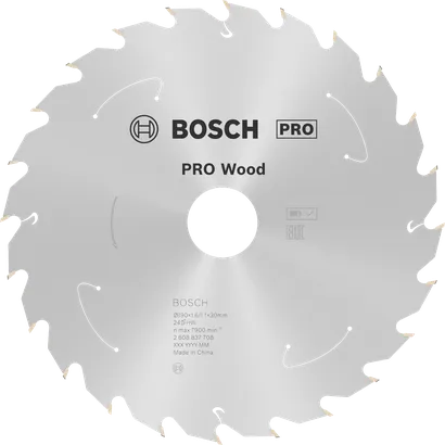 Lame de scie circulaire Bosch PRO Wood 190 mm T24 pour scies sans fil.
