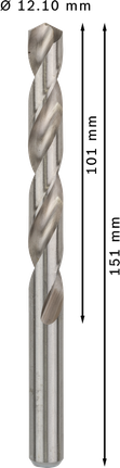 Foret hélicoïdal Bosch PRO Metal HSS-G de 12,1 mm de diamètre.