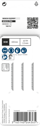 Lames de scie sauteuse Bosch PRO Hardwood Clean Reverse 100 mm, 3 pièces.