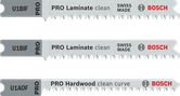 Lames de scie sauteuse Bosch PRO Laminate Set à emmanchement en U, 3 pièces.