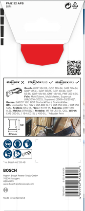 Lame multifonction Bosch PAIZ 32 APB 32 × 60 mm.