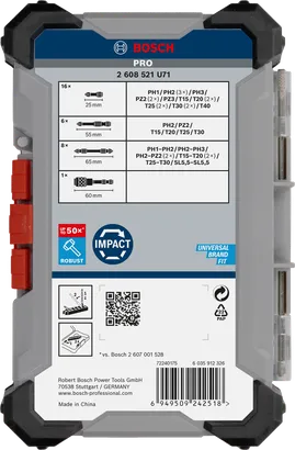 Coffret d'embouts de tournevis Bosch PRO Impact 6 x 31 pièces.