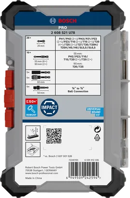 Coffret d'embouts de vissage Bosch PRO Impact 41 pièces.