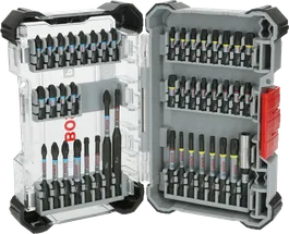 Jeu d'embouts de tournevis à chocs Bosch PRO, 44 pièces dans un coffret.