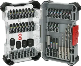 Coffret Bosch PRO Impact Wood 40 pièces avec embouts assortis.