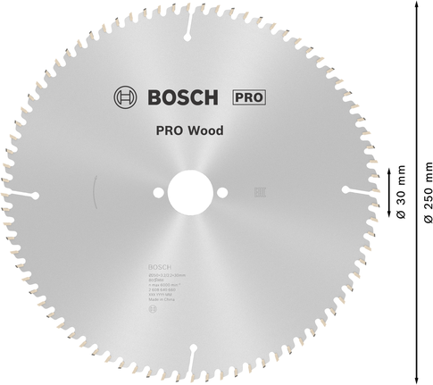 Lame de scie circulaire Bosch PRO Wood, 250 mm 80 dents.