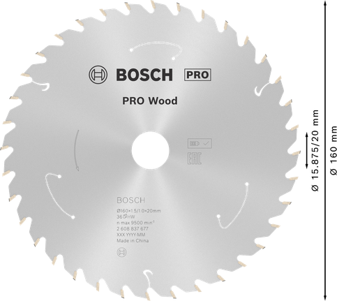 Lame de scie circulaire Bosch PRO Wood 160 mm 36 dents.