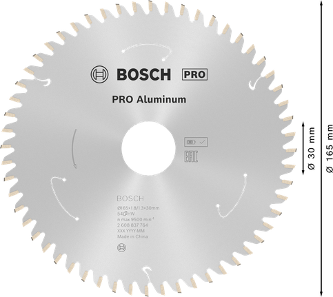 Lame de scie circulaire sans fil Bosch PRO Aluminium 165 mm.