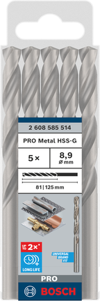 Pack de forets hélicoïdaux Bosch PRO Metal HSS-G 8,9 mm.