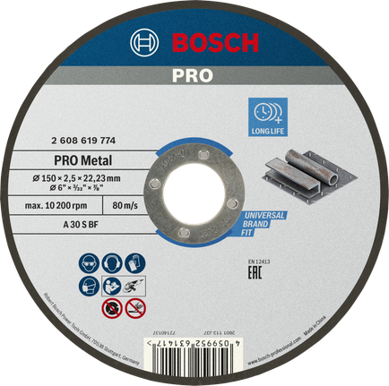 Disque à tronçonner à liant métallique Bosch PRO 150x2,5x22,23 mm.