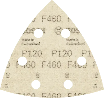 Feuille abrasive Bosch PRO F460 93x93mm grain 120 6 trous.