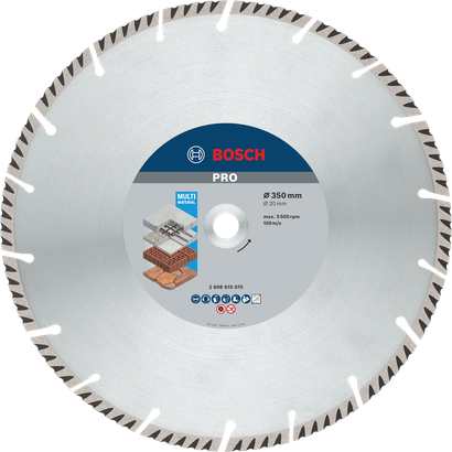 Disque diamant multi-matériaux Bosch PRO, diamètre 350 mm.