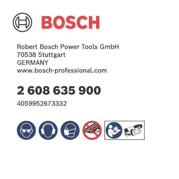 Bosch logo, Postal address, Electronic address, Safety icons