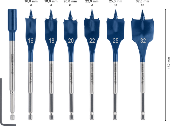 Coffret de forets plats Bosch EXPERT Self Cut Speed 7 pièces.