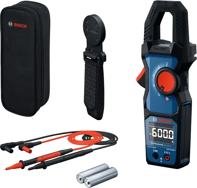 Pince ampèremétrique Bosch GMC 600 avec pochette et accessoires.