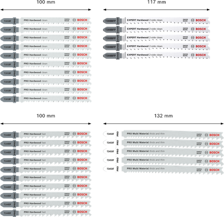 Ensemble de 30 lames pour construction de cuisine Bosch PRO Bois et Métal.