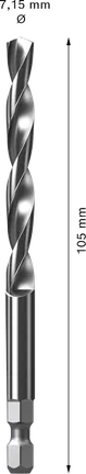 Foret pilote Bosch pour EXPERT Power Change Plus, HSS-G Ø7,15 mm.