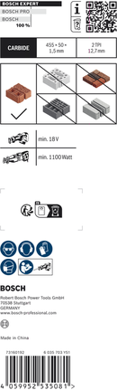 Lame de scie alternative Bosch EXPERT 'Hollow Brick' S 2243 HM pour la coupe de briques poreuses.