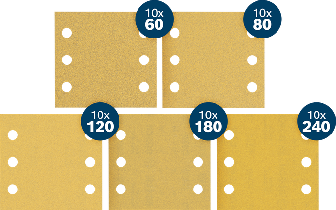 Bosch EXPERT C470 jeu de papiers abrasifs grains assortis 50 pièces.