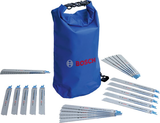 Ensemble de lames Bosch PRO Medium Thick Tough Metal avec sac bleu.