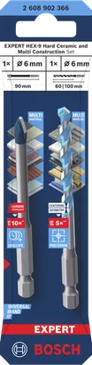 Coffret de forets Bosch EXPERT HEX-9 pour céramique dure et multi-construction 6 mm.
