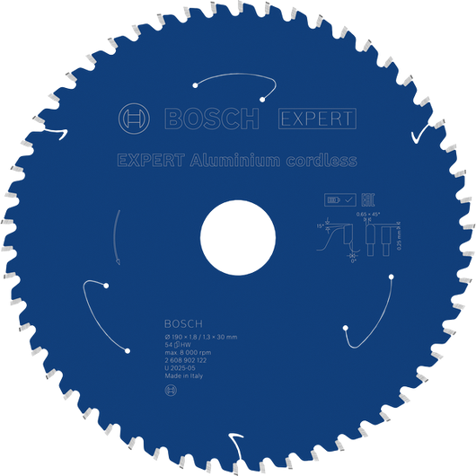 Lame de scie circulaire sans fil Bosch EXPERT Aluminium, 54 dents.
