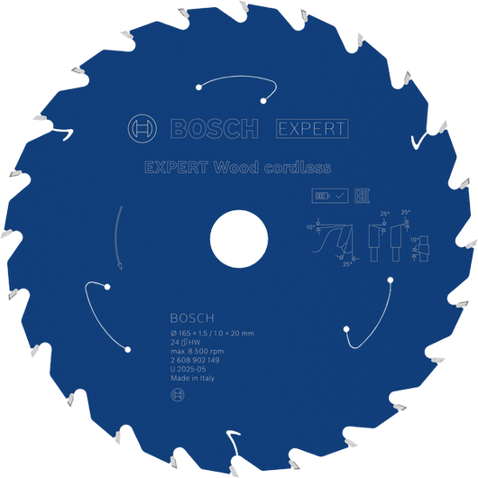 Lame de scie circulaire sans fil Bosch EXPERT Wood de 165 mm.