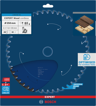 Lame de scie circulaire sans fil Bosch EXPERT Wood 250 mm T48.