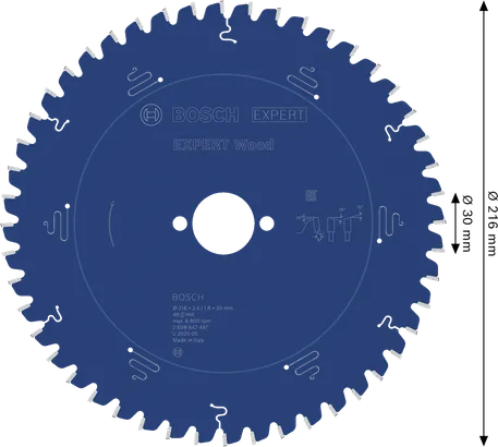 Lame de scie circulaire Bosch EXPERT Wood 216mm T48.